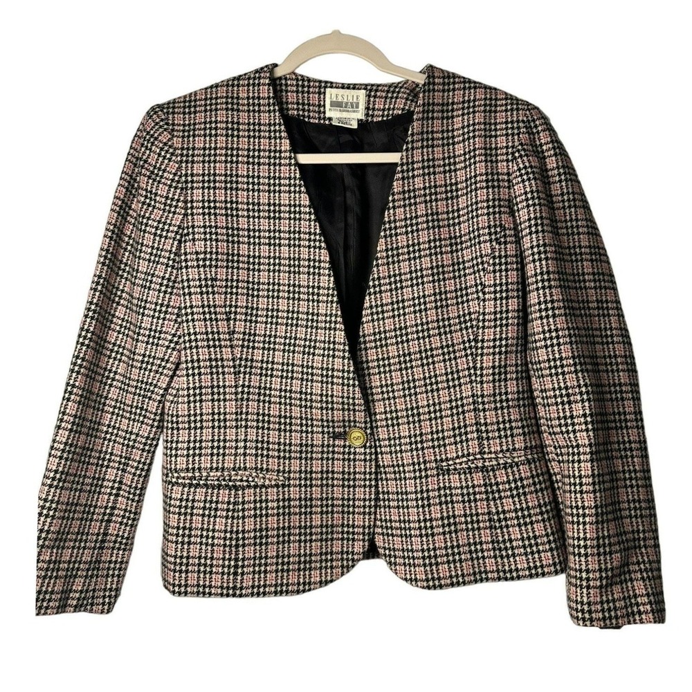 VTG Leslie Fay Wool Blend Plaid Ladies Sophisticated Nostalgic Blazer SZ 6P
